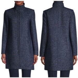 Theory Layti Blue Multi Wool Long Coat